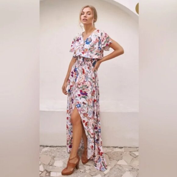 ELF Del Sol High Low Dress Made By Hand Floral Midi Boho Size XL - FLAW - Picture 9 of 9